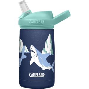 CamelBak Eddy+ Kids Bite Valve Straw Insulated Stainless Steel Water Bottle Biking Dogs, 12oz(Polar Sharks)
