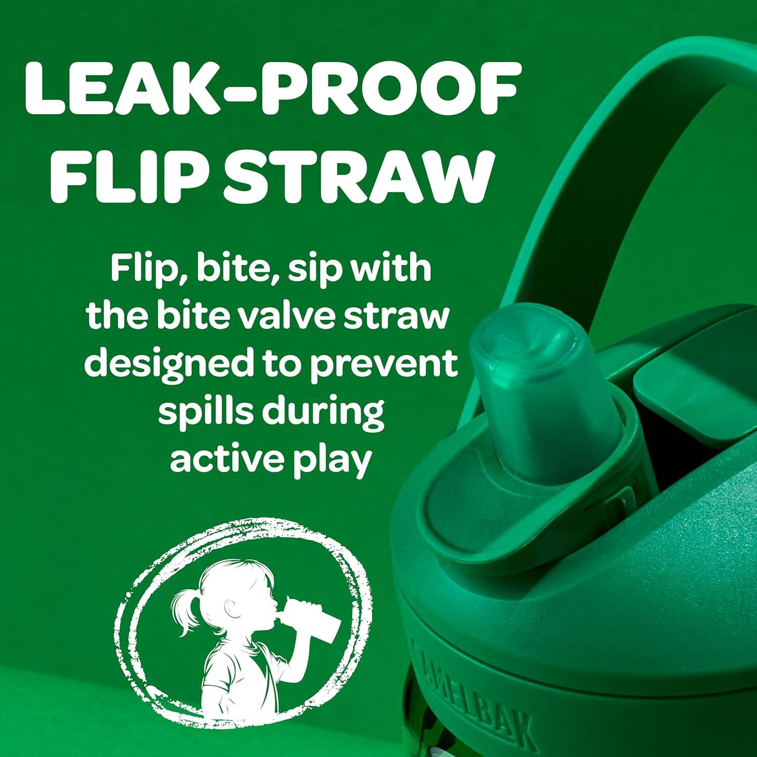 imageCamelBak Crayola Flip Straw Kids Tritan Renew Water Bottle Cherry Red 14ozGreen