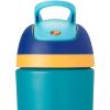 Owala Kids Flip Insulated Stainless-Steel Water Bottle with Straw and Locking Lid, 14-Ounce, Blue/Teal (Splishy Splashy)