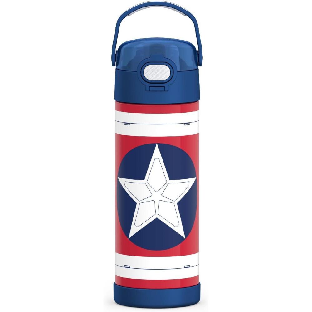 imageTHERMOS FUNTAINER 16 Ounce Stainless Steel Vacuum Insulated Bottle with Wide Spout Lid MINECRAFTCaptain America Brave New World Movie
