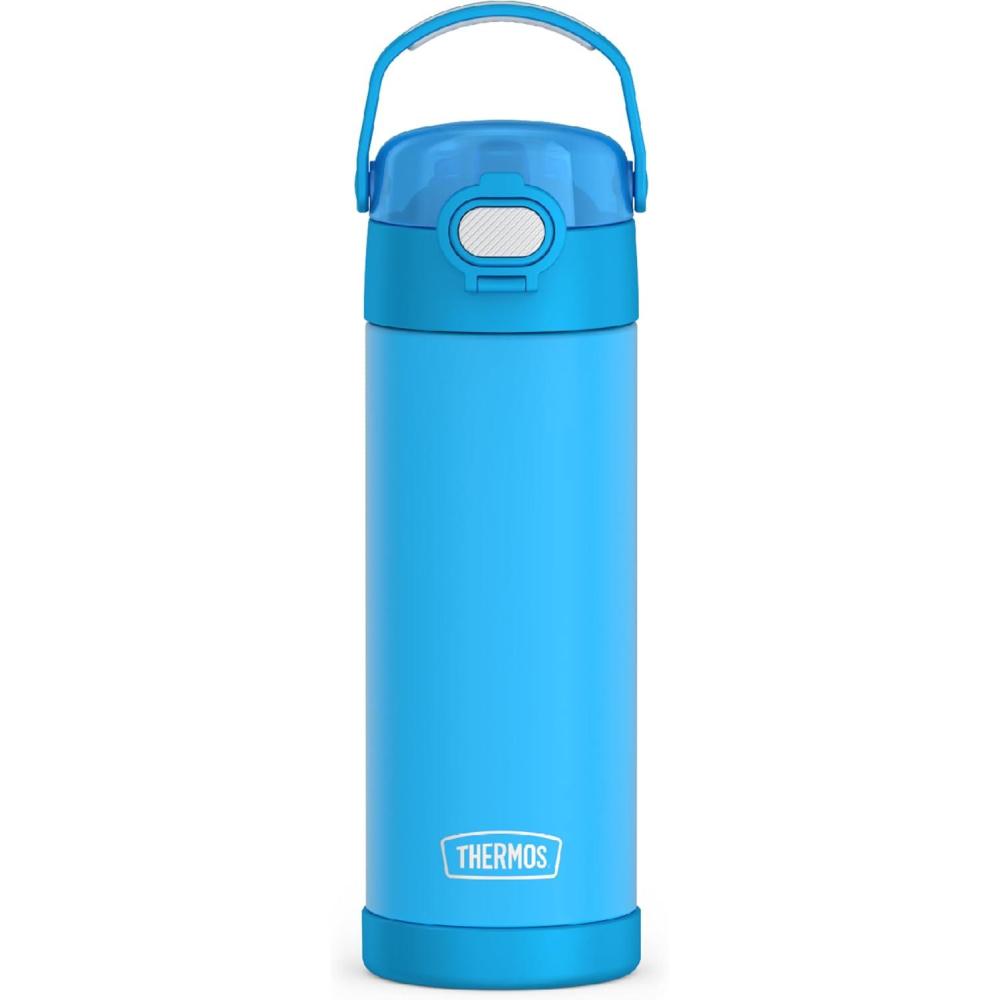 imageTHERMOS FUNTAINER 16 Ounce Stainless Steel Vacuum Insulated Bottle with Wide Spout Lid MINECRAFTElectric Blue