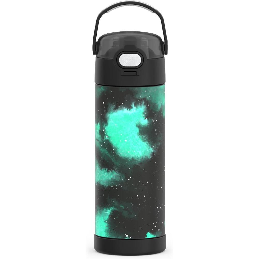 imageTHERMOS FUNTAINER 16 Ounce Stainless Steel Vacuum Insulated Bottle with Wide Spout Lid MINECRAFTGalaxy Green