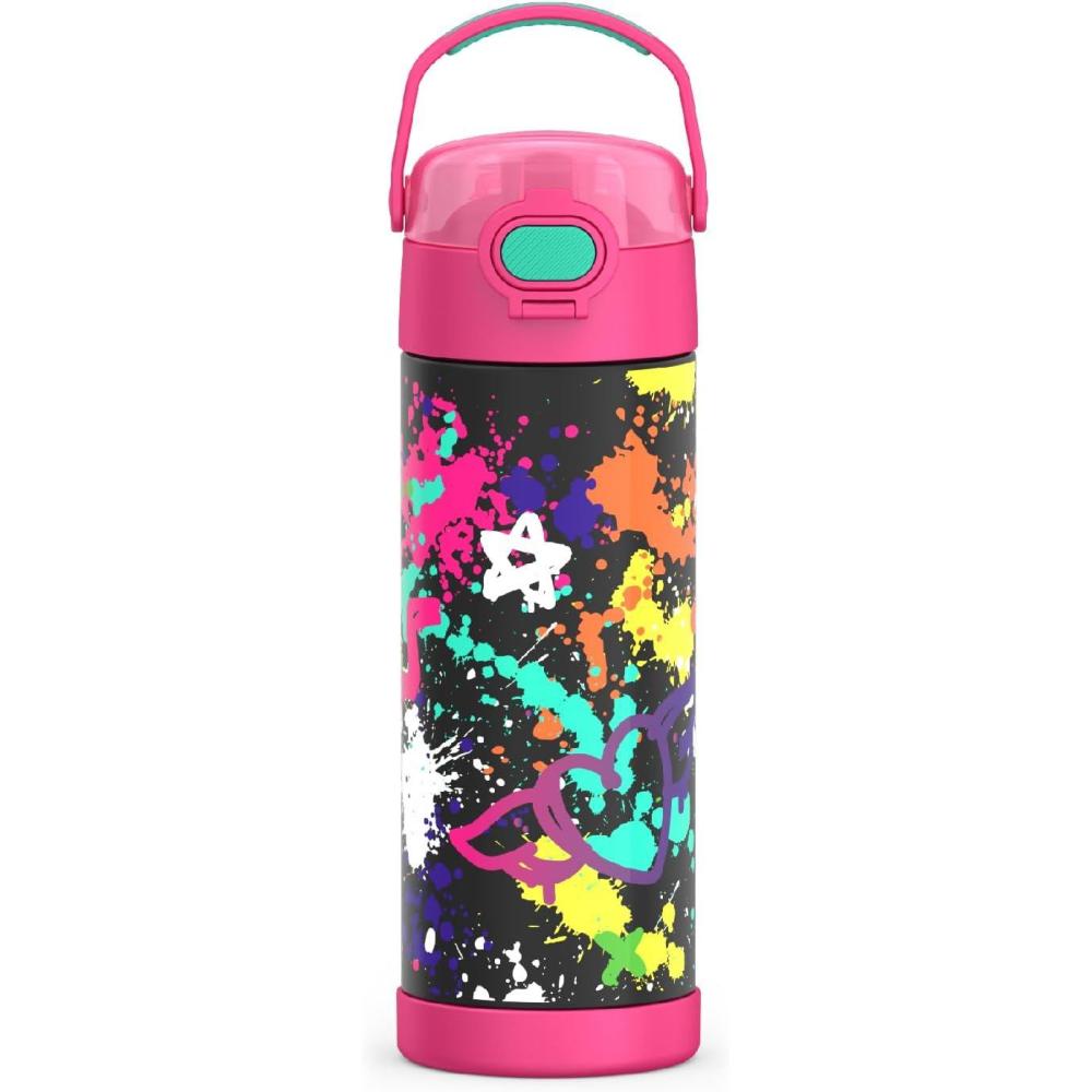 imageTHERMOS FUNTAINER 16 Ounce Stainless Steel Vacuum Insulated Bottle with Wide Spout Lid MINECRAFTGraffiti Girl