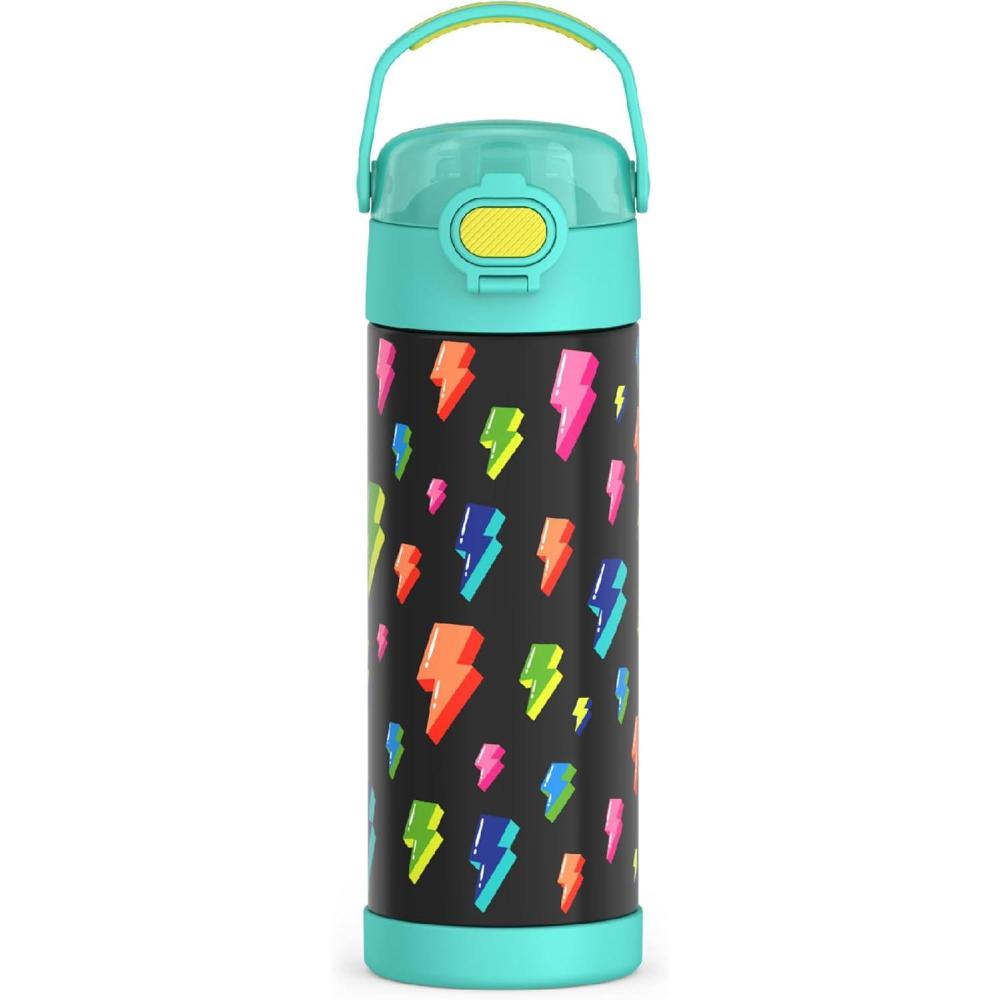 imageTHERMOS FUNTAINER 16 Ounce Stainless Steel Vacuum Insulated Bottle with Wide Spout Lid MINECRAFTLightning Bolt Girl