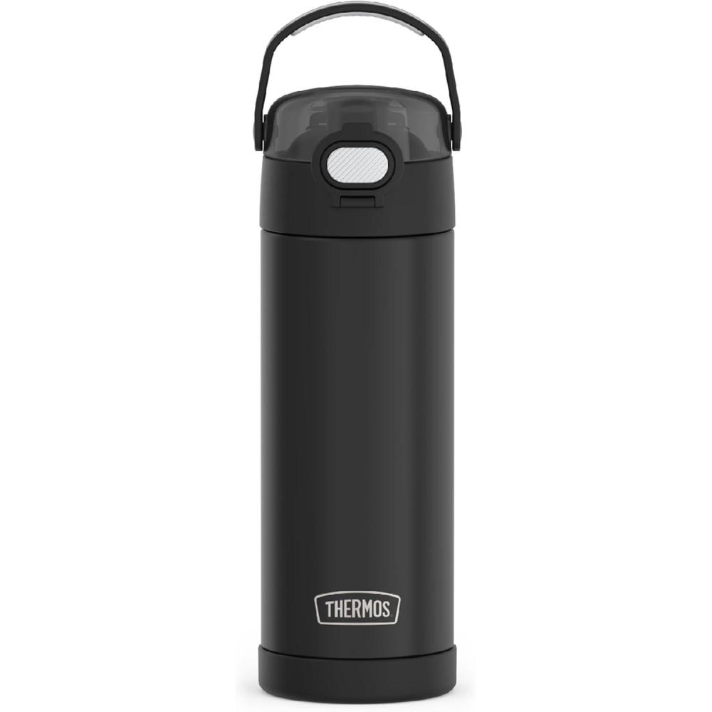 imageTHERMOS FUNTAINER 16 Ounce Stainless Steel Vacuum Insulated Bottle with Wide Spout Lid MINECRAFTMatte Black