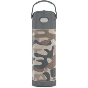 THERMOS FUNTAINER 16 Ounce Stainless Steel Vacuum Insulated Bottle with Wide Spout Lid, MINECRAFT(Camo)