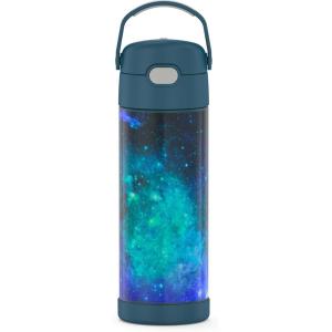 THERMOS FUNTAINER 16 Ounce Stainless Steel Vacuum Insulated Bottle with Wide Spout Lid, MINECRAFT(Galaxy Teal)