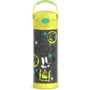 THERMOS FUNTAINER 16 Ounce Stainless Steel Vacuum Insulated Bottle with Wide Spout Lid, MINECRAFT(Graffiti Boy)