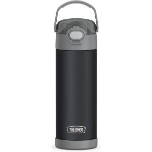 THERMOS FUNTAINER 16 Ounce Stainless Steel Vacuum Insulated Bottle with Wide Spout Lid, MINECRAFT(Matte Charcoal)