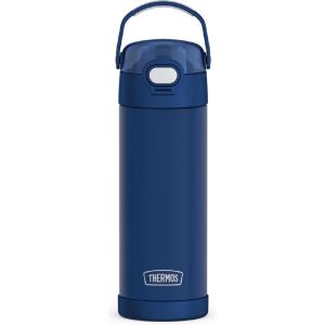THERMOS FUNTAINER 16 Ounce Stainless Steel Vacuum Insulated Bottle with Wide Spout Lid, MINECRAFT(Navy)