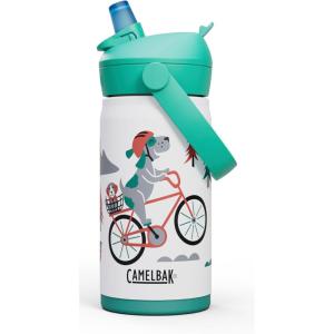 CamelBak Thrive Flip Straw Kids Bite Valve Stainless Steel Water Bottle Magic Unicorns, 12oz(Biking Dogs)