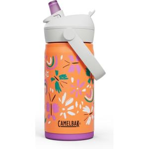 CamelBak Thrive Flip Straw Kids Bite Valve Stainless Steel Water Bottle Magic Unicorns, 12oz(Butterfly Rainbow)