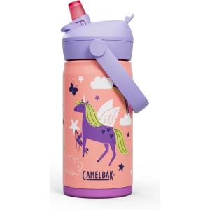 CamelBak Thrive Flip Straw Kids Bite Valve Stainless Steel Water Bottle Magic Unicorns, 12oz(Magic Unicorns)