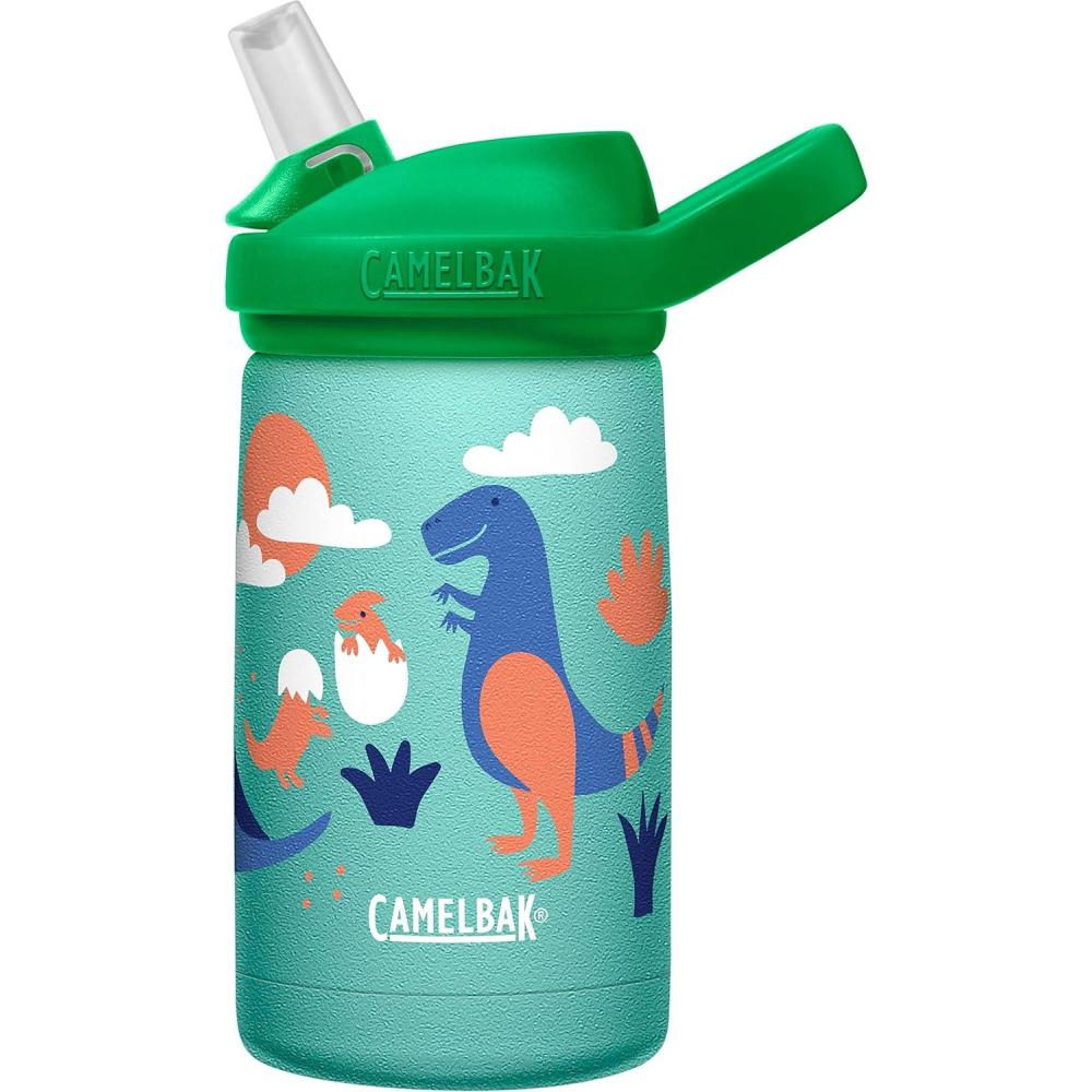 imageCamelBak Eddy Kids Bite Valve Straw Insulated Stainless Steel Water Bottle Dino Volcanos 12oz