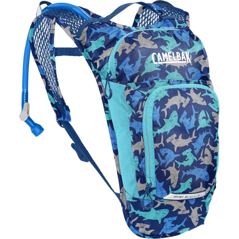 imageCamelBak Mini MULE Kids Hydration Backpack for Hiking and Biking  50oz Sharks