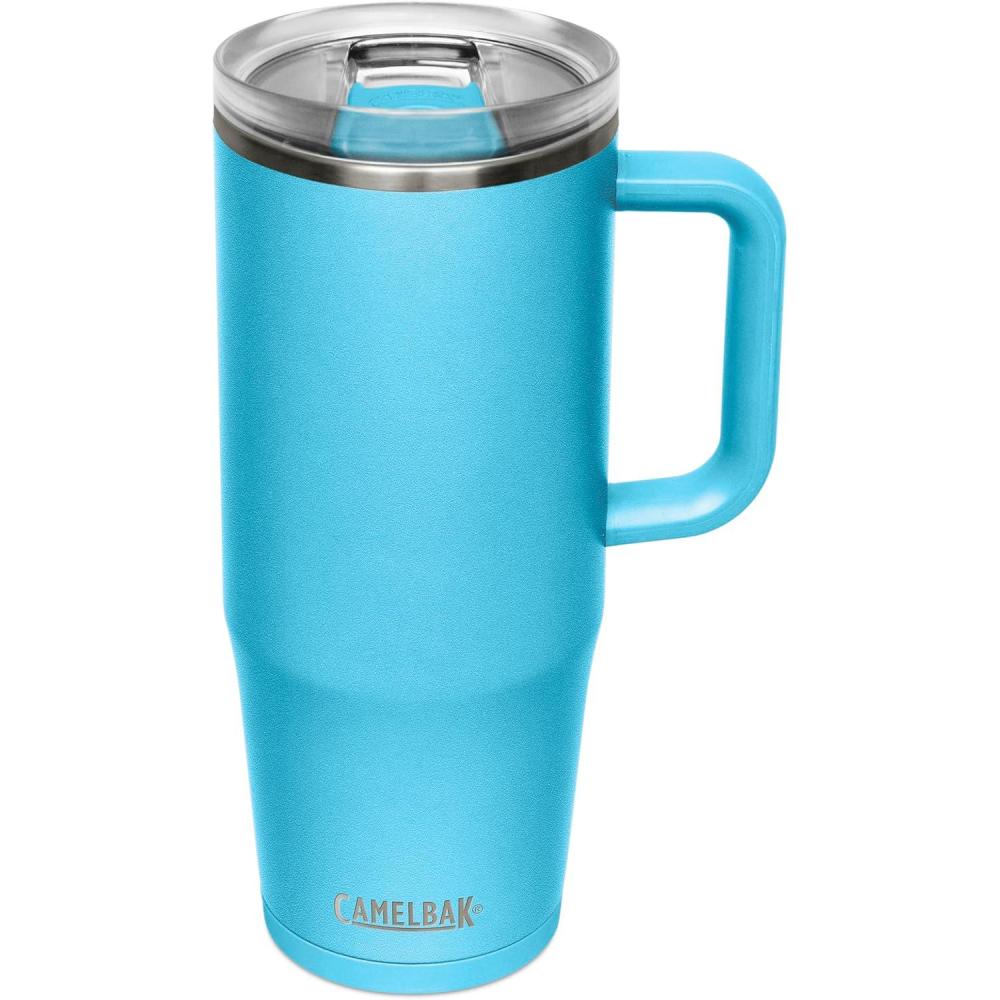 imageCamelBak Thrive LeakProof 32 oz Mug Insulated Stainless Steel  For travel coffee tea hot beverages  Spill Proof Cupholder Compatible Purple SkyNordic Blue