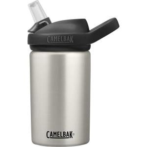 CamelBak Eddy+ Kids Water Bottle, Stainless Steel with Straw Cap, 14 oz, Bare Steel – Spill-Proof When Open, Leak-Proof When Closed