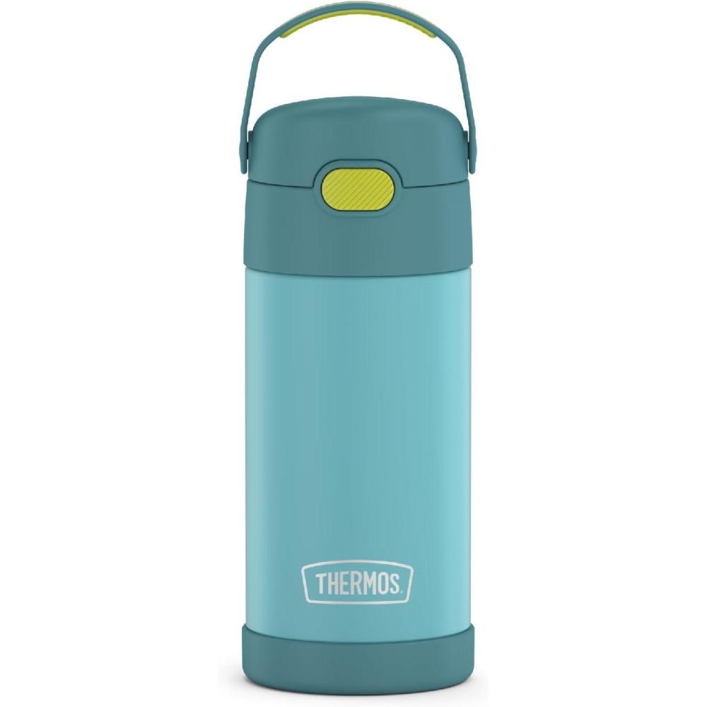 imageTHERMOS FUNTAINER Water Bottle with Straw  12 Ounce  Kids Stainless Steel Vacuum Insulated Water Bottle with Lid RainbowsBlueGreen