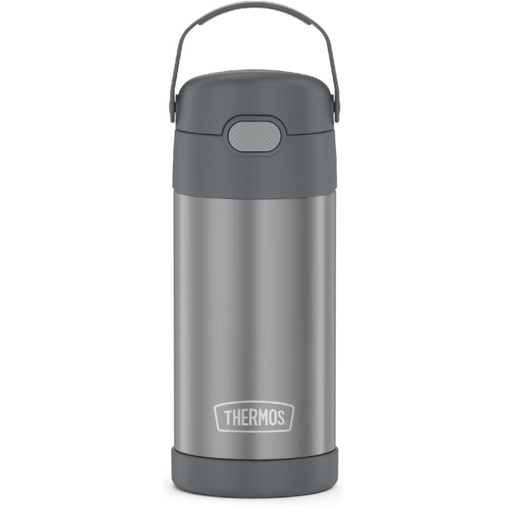 imageTHERMOS FUNTAINER Water Bottle with Straw  12 Ounce  Kids Stainless Steel Vacuum Insulated Water Bottle with Lid RainbowsGray