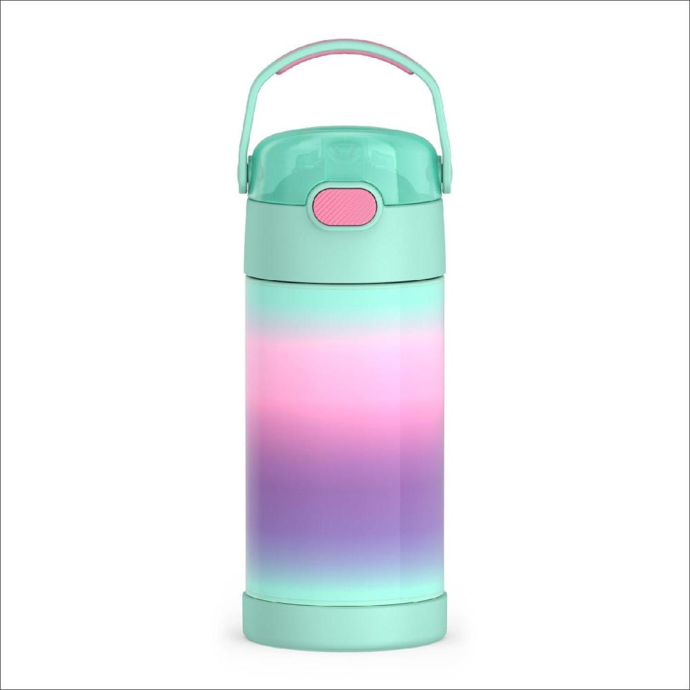 imageTHERMOS FUNTAINER Water Bottle with Straw  12 Ounce  Kids Stainless Steel Vacuum Insulated Water Bottle with Lid RainbowsMint Ombre