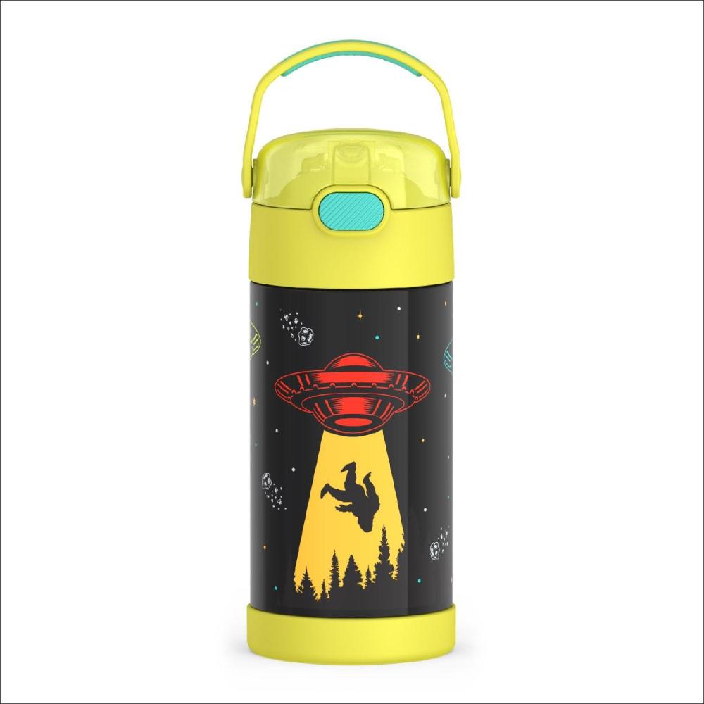 imageTHERMOS FUNTAINER Water Bottle with Straw  12 Ounce  Kids Stainless Steel Vacuum Insulated Water Bottle with Lid RainbowsOut of This World