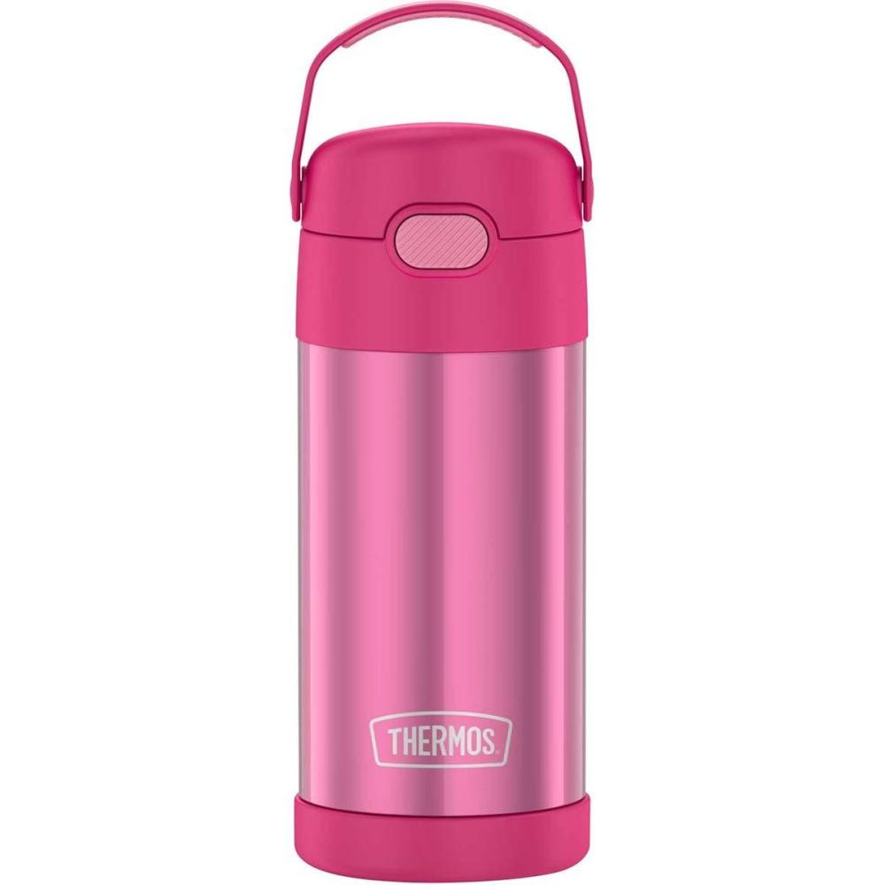 imageTHERMOS FUNTAINER Water Bottle with Straw  12 Ounce  Kids Stainless Steel Vacuum Insulated Water Bottle with Lid RainbowsPink