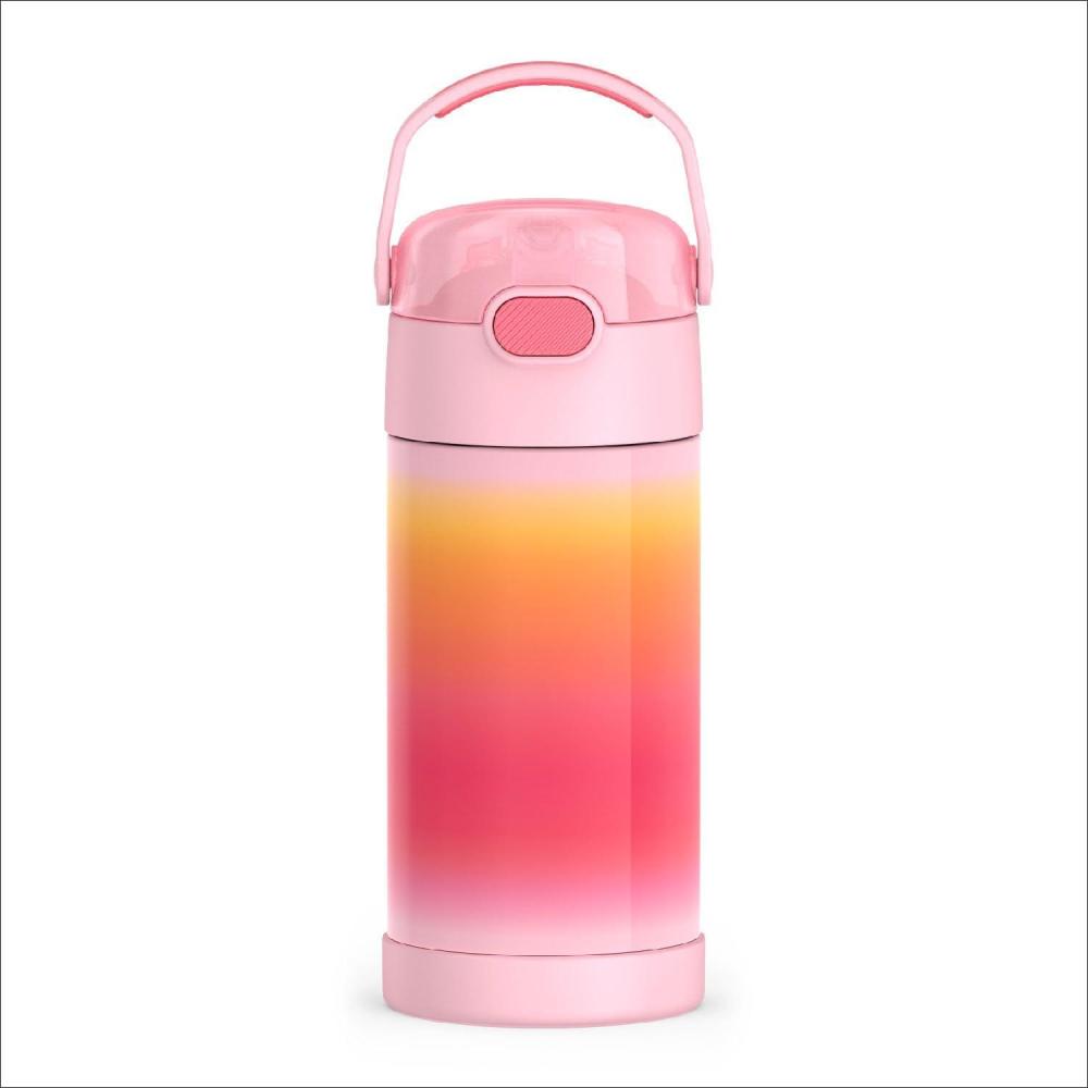 imageTHERMOS FUNTAINER Water Bottle with Straw  12 Ounce  Kids Stainless Steel Vacuum Insulated Water Bottle with Lid RainbowsPink Ombre