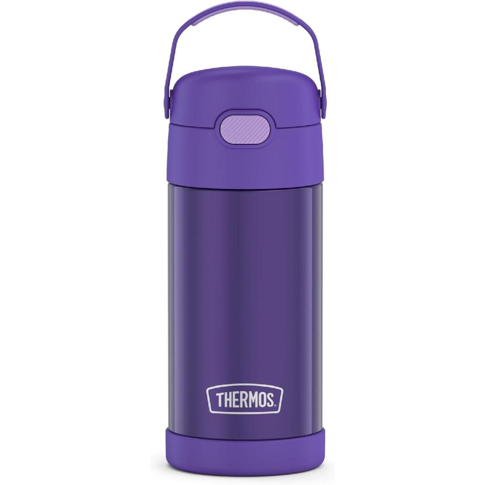 imageTHERMOS FUNTAINER Water Bottle with Straw  12 Ounce  Kids Stainless Steel Vacuum Insulated Water Bottle with Lid RainbowsPurple
