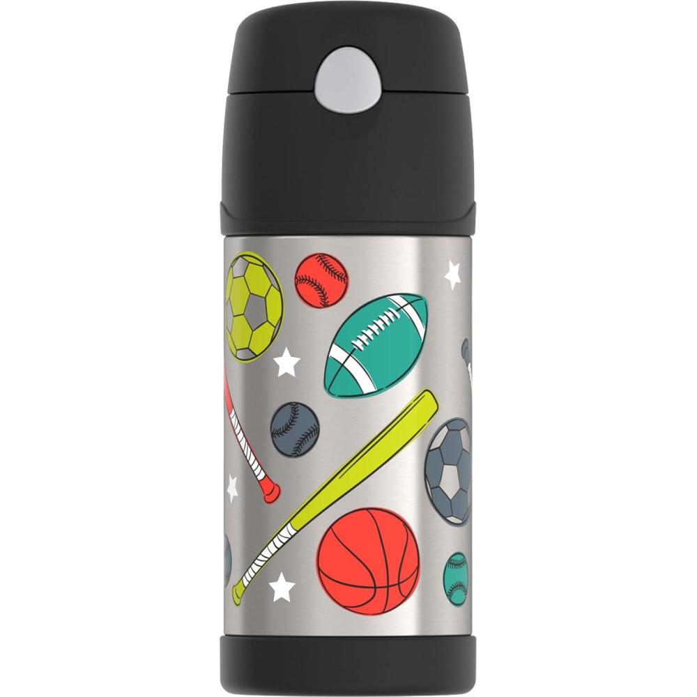imageTHERMOS FUNTAINER Water Bottle with Straw  12 Ounce  Kids Stainless Steel Vacuum Insulated Water Bottle with Lid RainbowsSports