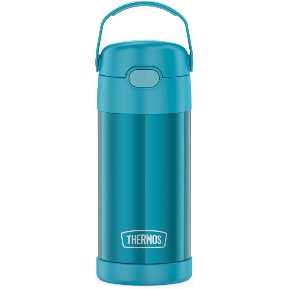 imageTHERMOS FUNTAINER Water Bottle with Straw  12 Ounce  Kids Stainless Steel Vacuum Insulated Water Bottle with Lid RainbowsTeal