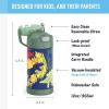 THERMOS FUNTAINER Water Bottle with Straw – 12 Ounce – Kids Stainless Steel Vacuum Insulated Water Bottle with Lid, Rainbows(Dinosaurs)