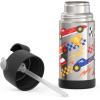 THERMOS FUNTAINER Water Bottle with Straw – 12 Ounce – Kids Stainless Steel Vacuum Insulated Water Bottle with Lid, Rainbows(Hot Rods)