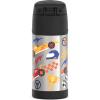 THERMOS FUNTAINER Water Bottle with Straw – 12 Ounce – Kids Stainless Steel Vacuum Insulated Water Bottle with Lid, Rainbows(Hot Rods)