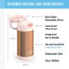 THERMOS FUNTAINER Water Bottle with Straw – 12 Ounce – Kids Stainless Steel Vacuum Insulated Water Bottle with Lid, Rainbows(Iridescent Rose Gold)