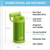 THERMOS FUNTAINER Water Bottle with Straw – 12 Ounce – Kids Stainless Steel Vacuum Insulated Water Bottle with Lid, Rainbows(Lime)
