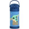 THERMOS FUNTAINER Water Bottle with Straw – 12 Ounce – Kids Stainless Steel Vacuum Insulated Water Bottle with Lid, Rainbows(Mandalorian The Child)