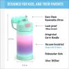 THERMOS FUNTAINER Water Bottle with Straw – 12 Ounce – Kids Stainless Steel Vacuum Insulated Water Bottle with Lid, Rainbows(Mint Ombre)