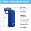 THERMOS FUNTAINER Water Bottle with Straw – 12 Ounce – Kids Stainless Steel Vacuum Insulated Water Bottle with Lid, Rainbows(Navy)