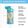 THERMOS FUNTAINER Water Bottle with Straw – 12 Ounce – Kids Stainless Steel Vacuum Insulated Water Bottle with Lid, Rainbows(Paw Patrol Blue)