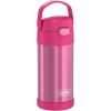 THERMOS FUNTAINER Water Bottle with Straw – 12 Ounce – Kids Stainless Steel Vacuum Insulated Water Bottle with Lid, Rainbows(Pink)