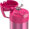 THERMOS FUNTAINER Water Bottle with Straw – 12 Ounce – Kids Stainless Steel Vacuum Insulated Water Bottle with Lid, Rainbows(Pink)