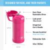 THERMOS FUNTAINER Water Bottle with Straw – 12 Ounce – Kids Stainless Steel Vacuum Insulated Water Bottle with Lid, Rainbows(Pink Glitter)