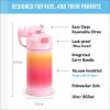 THERMOS FUNTAINER Water Bottle with Straw – 12 Ounce – Kids Stainless Steel Vacuum Insulated Water Bottle with Lid, Rainbows(Pink Ombre)
