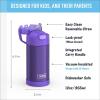 THERMOS FUNTAINER Water Bottle with Straw – 12 Ounce – Kids Stainless Steel Vacuum Insulated Water Bottle with Lid, Rainbows(Purple)