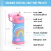 THERMOS FUNTAINER Water Bottle with Straw – 12 Ounce – Kids Stainless Steel Vacuum Insulated Water Bottle with Lid, Rainbows(Rainbow Dreams)