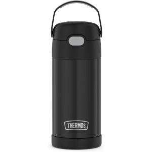 THERMOS FUNTAINER Water Bottle with Straw – 12 Ounce – Kids Stainless Steel Vacuum Insulated Water Bottle with Lid, Rainbows(Black)