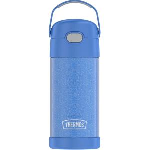 THERMOS FUNTAINER Water Bottle with Straw – 12 Ounce – Kids Stainless Steel Vacuum Insulated Water Bottle with Lid, Rainbows(Glitter Periwinkle)