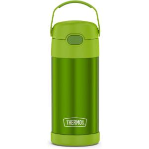 THERMOS FUNTAINER Water Bottle with Straw – 12 Ounce – Kids Stainless Steel Vacuum Insulated Water Bottle with Lid, Rainbows(Lime)