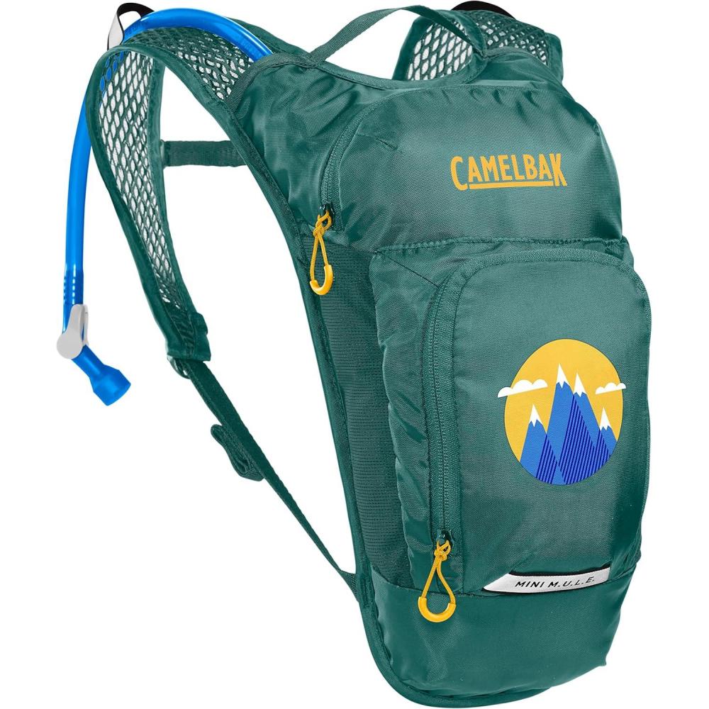 imageCamelBak Mini MULE Kids 50oz Hydration Reservoir Hike and Bike BackpackGreenMountains