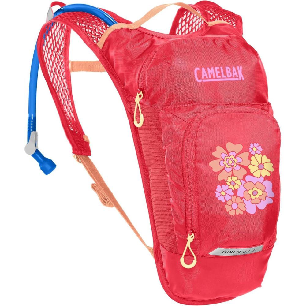 imageCamelBak Mini MULE Kids 50oz Hydration Reservoir Hike and Bike BackpackPinkFlowers